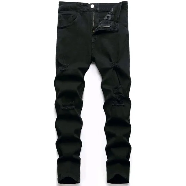 Pantalon Hombre Caballero Negro Jeans Jogger