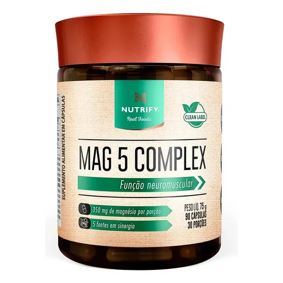Magnésio Mag 5 Nutrify Mineral Quelato Magnésio Bisglicinato Malato Cítrico em cápsula Sem sabor x 90g de 90 un