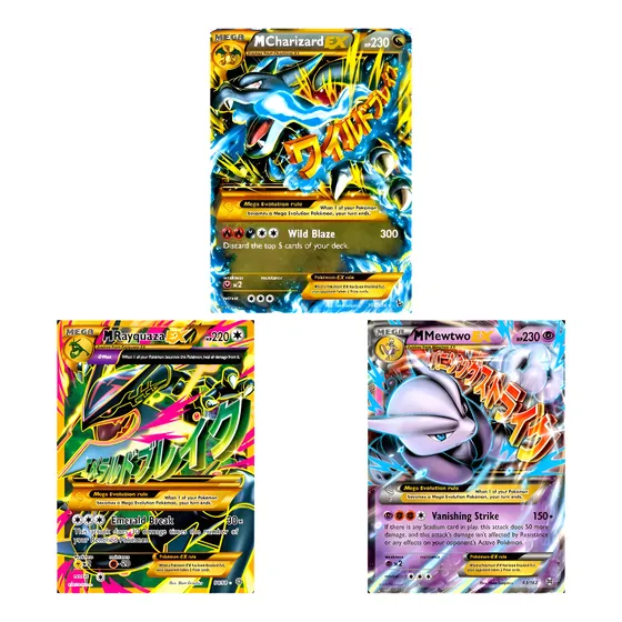 Carta Mega Charizard Ex + Mega Rayquaza Ex + Mega Mewtwo Ex