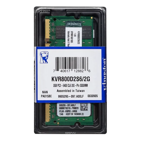 Memoria Ram Ddr2 2gb 800/6400 200pin Cl6 Kingston Laptop