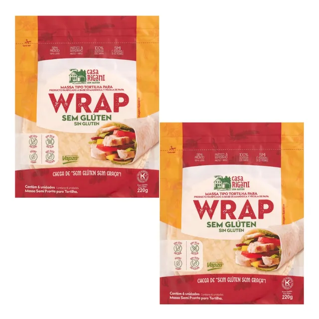 Kit 2 Tortilha Para Wrap Sem Glúten 220g Cada - Casa Rigani