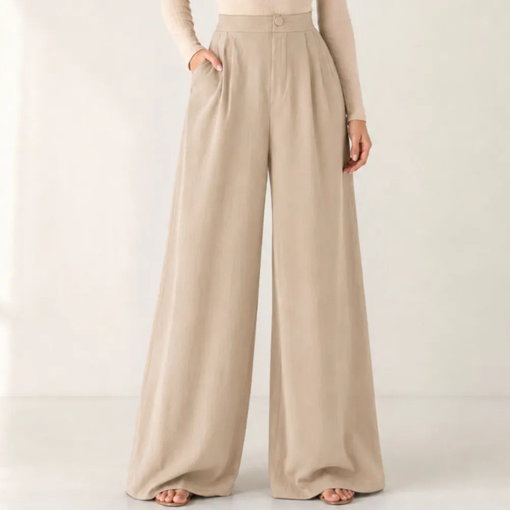 Calça Feminina Pantalona Wide Leg Social Casual Dia A Dia