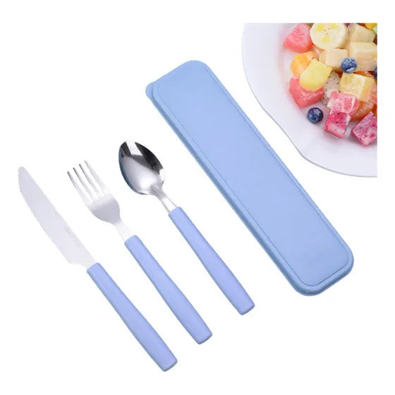 Set De Cubiertos Acero Inox Cuchara Y Tenedor Niños Estuche
