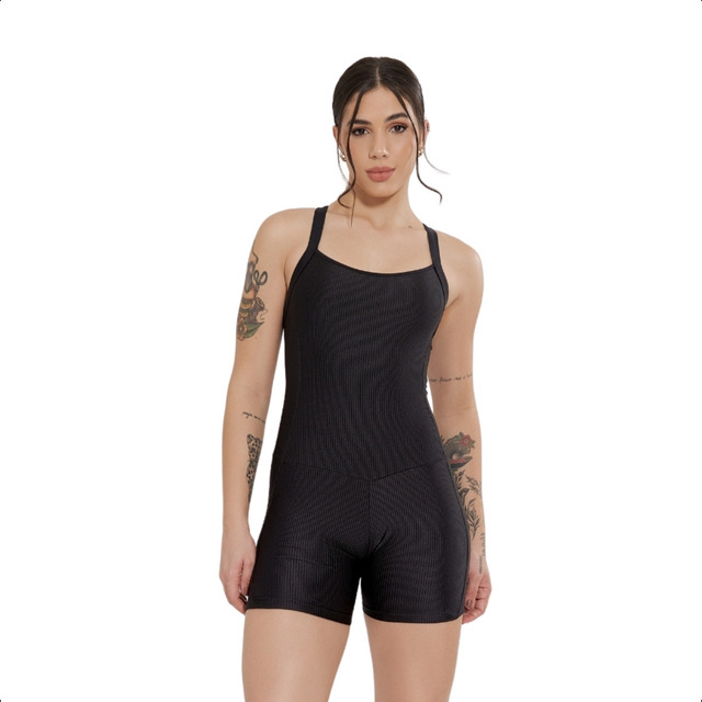 Macaquinho Feminino Fitness Curto Academia Canelado Liso Macaquinho Feminino Fitness Curto Academia Canelado Liso