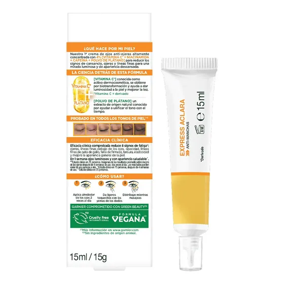Garnier Exp.Aclara Crema de Ojos Reducción Ojeras Vitamina C,15ml