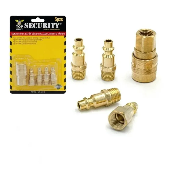 Acoples Conectores Para Compresor 5 Piezas Bronce Security