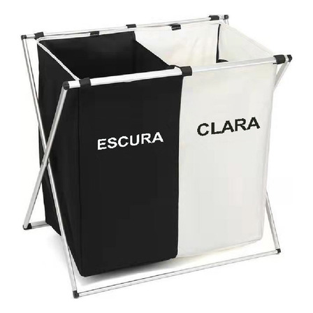 Cesto Duplo Dobrável Para Lavanderia Preto/branco Evolux Cesto Duplo Dobrável Para Lavanderia Preto/branco Evolux