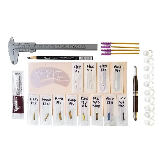 Kit Microblading Completo Tebori Agujas Lapiz Anillo