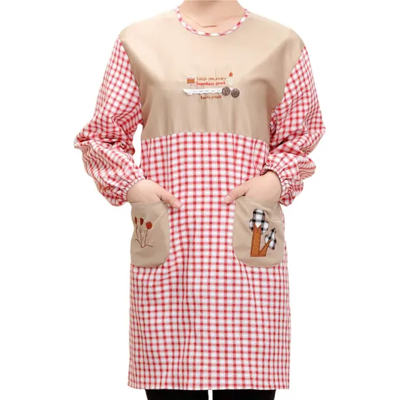 Delantal Manga Larga Moda Lindo Vestido Algodon