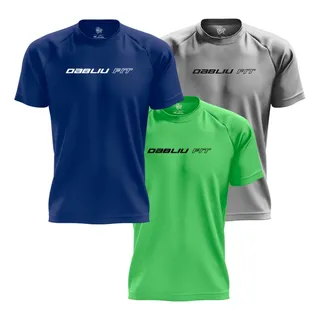 Kit 3 Camisas Treino Basic Dry Fit Proteção Uv+35 Dabliu Fit Kit 3 Camisas Treino Basic Dry Fit Proteção Uv+35 Dabliu Fit