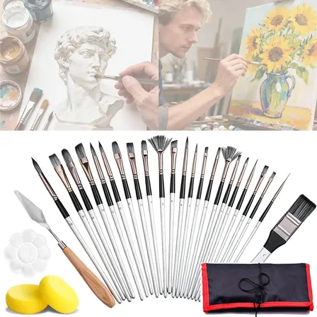 Kit 28 Pincel Para Pinceis Aquarela Guache Óleo Arte Escola Kit 28