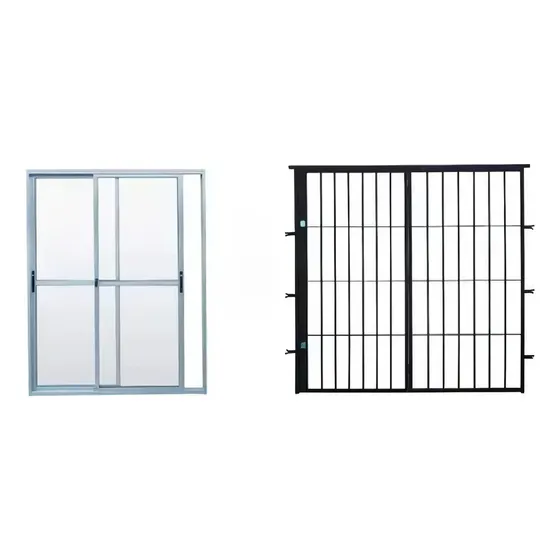 Puerta Ventana Aluminio 150 X 200 Con Puerta Reja Hierro