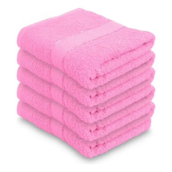 Gila Toalla Para Manos De Algodón Essentials I Paquete De 5 Color Rosa Lisa