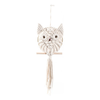 Xh24-132 Owl Large - Pared Bohemia Tejida A Mano Con Forma D Xh24-132 Owl Large - Pared Bohemia Tejida A Mano Con Forma D