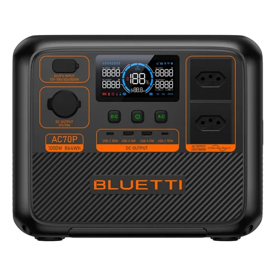 Bluetti Ac70p Estação De Energia Gerador Solar 1000w 864wh - 220v BR