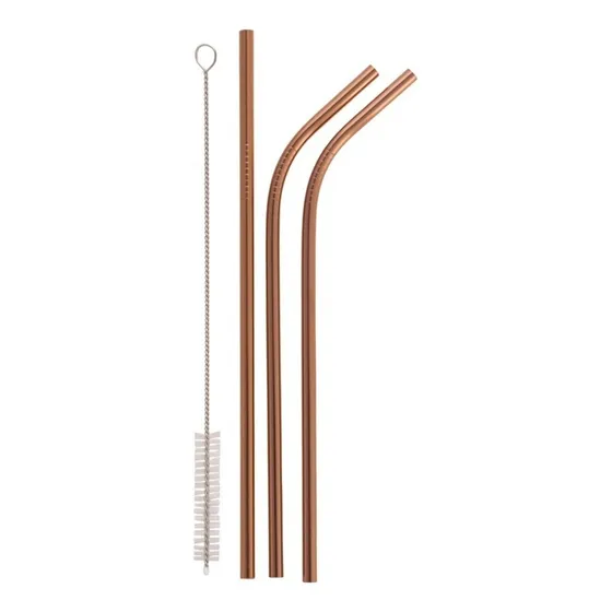 Set 4pcs Bombillas Cobre Gold  Acero Reutilizables