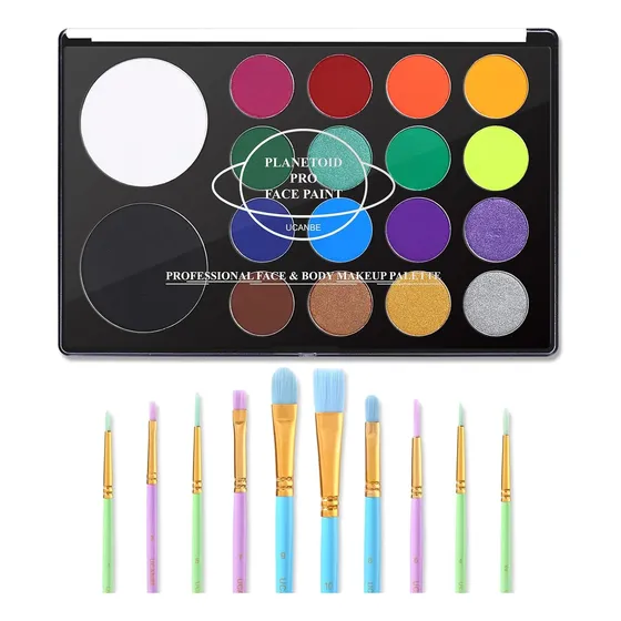 Paleta De Body Paint Activada Agua Pintura Corporal Pinceles
