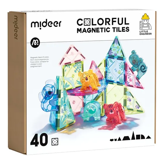 Set De Construcción Bloques Magnéticos De Animales 40 Piezas