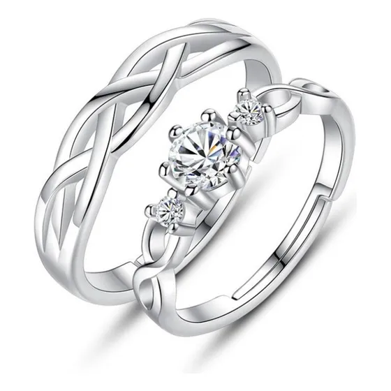 Anillos Ajustable Compromiso Pareja Elegante Moderno