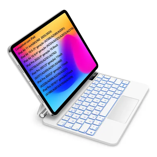 Teclado Mágico Bettdow Para iPad Pro 12.9 2018 - 2022 Cor Branco