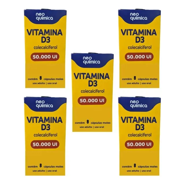 Kit Com 5 Vitaminas D3 50.000ui Com 8 Cps Cada