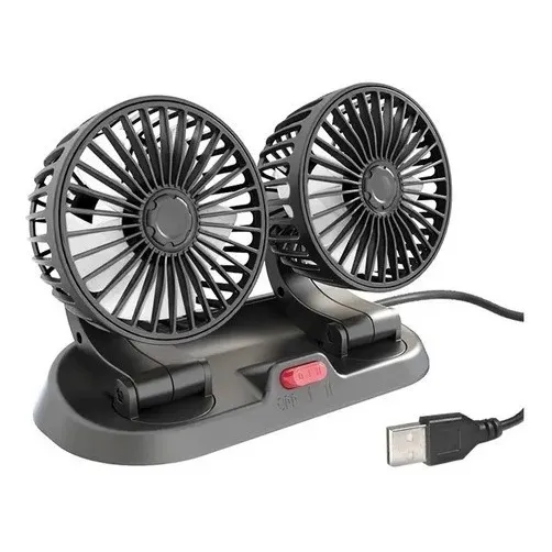 Mini Ventilador Usb Doble Sobremesa 5 Aspas Portatil Auto Color Negro