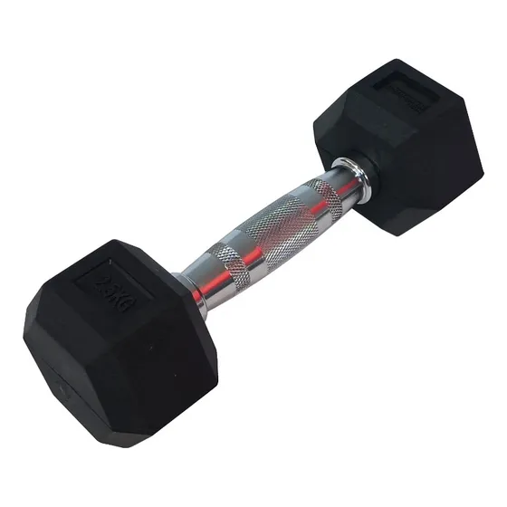 Mancuerna Hexagonal Engomada 2.5kg Cromada X Unidad Dumbbell Color Negro