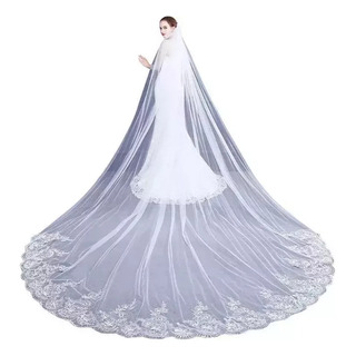 4m Una Capa Mujer Trailing Cathedral Velo De Novia Largo Emb 4m Una Capa Mujer Trailing Cathedral Velo De Novia Largo Emb