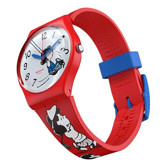 Reloj Swatch Peanuts Klunk! So28z106 Color de la correa Rojo Color del bisel Rojo Color del fondo Blanco