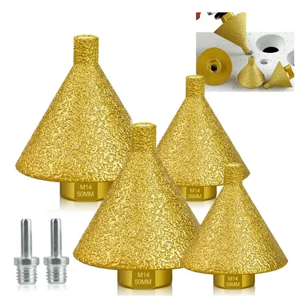 4pcs Broca De Chanfro Cônica Diamantada M14 50mm Y 38mm M14