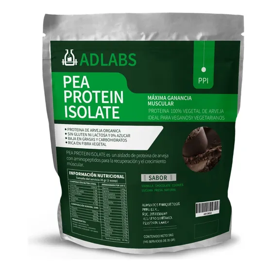 Pea Proteín Isolate De 5 Kg ( Proteína De Arveja) De Adlabs