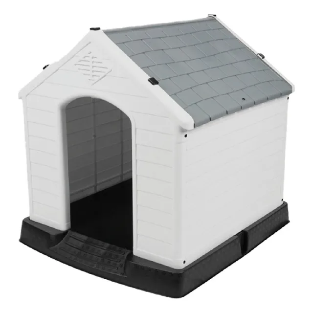 Casa Para Perro Plástico Exterior Mediano Premium Color Gris Poli Pets Pt-Cpp1gy-85cm