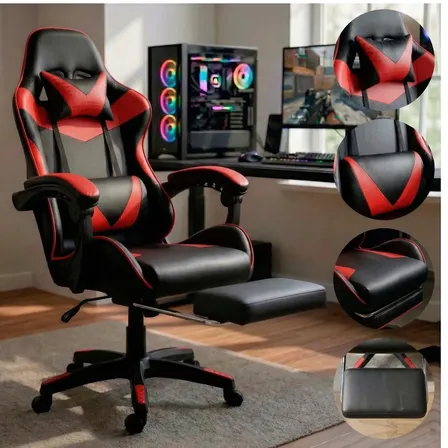 Cadeira Gamer Premium Escritório Confortável Giratória 360º Reclinável Setup Jogos Cor Vermelho