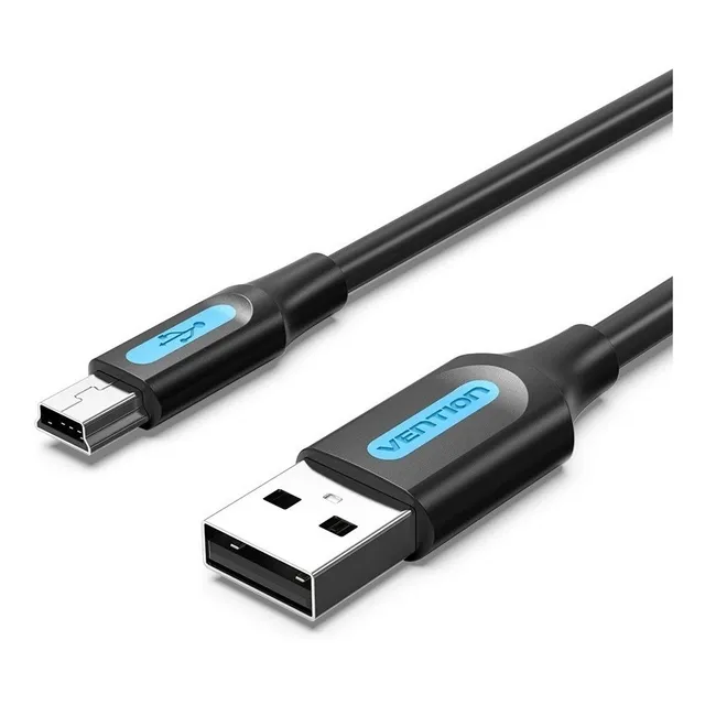Cable USB a Mini USB Vention para cámara GPS V3 Ps3 1.5 metros negro