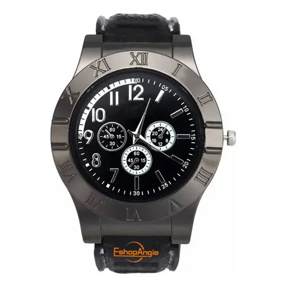 Reloj Hombre Pulsera Con Encendedor Recargable Correa Negro