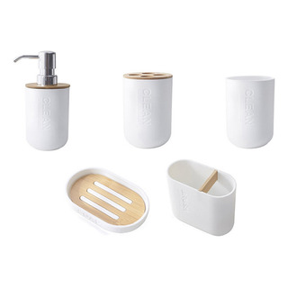 Set De Baño De Bambú, Soporte Para Inodoro, Vaso De Vidrio, Set De Baño De Bambú, Soporte Para Inodoro, Vaso De Vidrio,