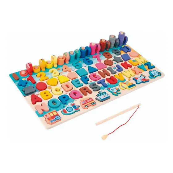 Tablero Didáctico Madera Juego Alfanumérico Infantil Encajar