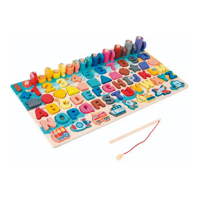 Tablero Didáctico Madera Juego Alfanumérico Infantil Encajar