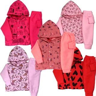 Kit 5 Conjunto Inverno Infantil Soft Roupa Bebe Frio Menina Kit 5 Conjunto Inverno Infantil Soft Roupa Bebe Frio Menina