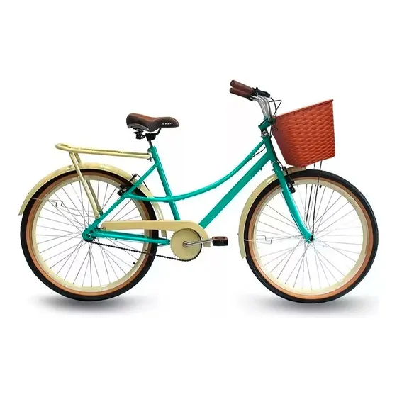 Bicicleta Retrô Aro 26 Cesta Vintage Garupa Krs