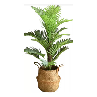 Planta Artificial Tropical Con Cesto Tejido Planta Artificial Tropical Con Cesto Tejido