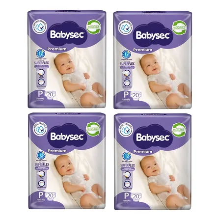 Pañales Babysec Premium Pack X4 - Tallas Desde P A Xxg Pequeño (p) Sin Género