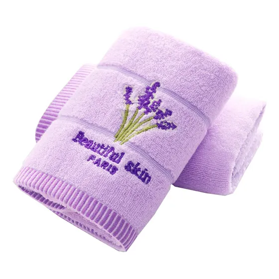 Pidada Juego 2 Toalla Mano Patron Floral Lavanda 100% Suave