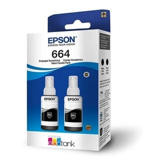 Kit 2 Tintas Epson Original Refil 664 L355 L375 L495 Preto