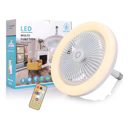 Lámpara Ventilador De Techo Cm-top Multifunción Foco Led 30 W E27/e26 Cantidad De Aspas 5 Color De La Estructura Con Control Remoto Blanco