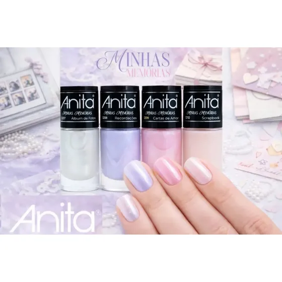 kit esmaltes Anita Coleção Minhas Memórias 4 unidades Brilho Longa Duração de 10mL