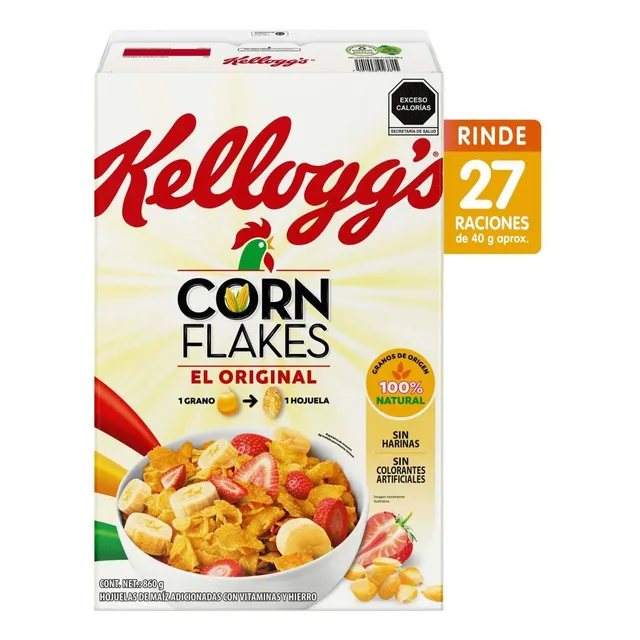 Caja Grande Cereal Corn Flakes 860g Kellogg's Hojuelas Maíz