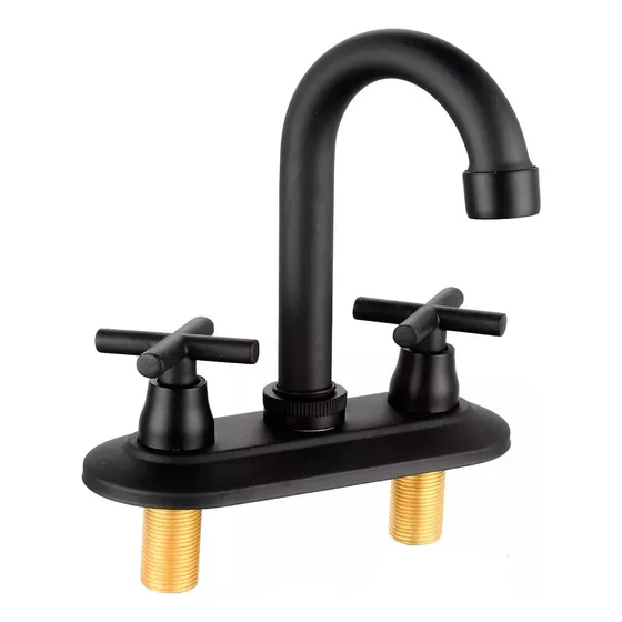 Mezcladora Lavabo Cuerpo De Latón Negro Mate Cruzeta