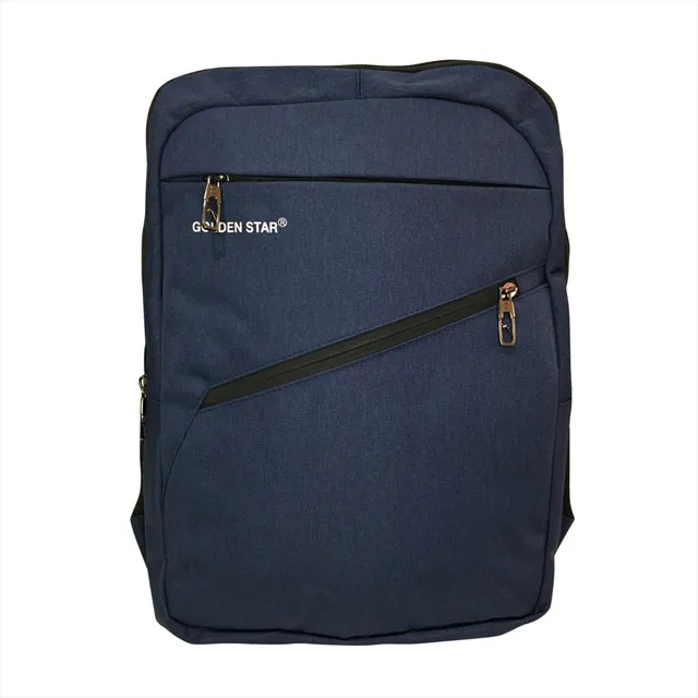 Mochila Universitaria Con Porta Laptop Golden Star Color Azul Marino Diseño De La Tela Liso
