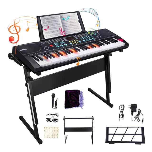 Teclado Musical De 61 Teclas Con Soporte Para Micrófono